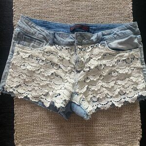 NOBO crochet front denim shorts